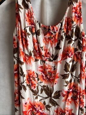 Old Navy White Maxi Dress with Orange Floral Print